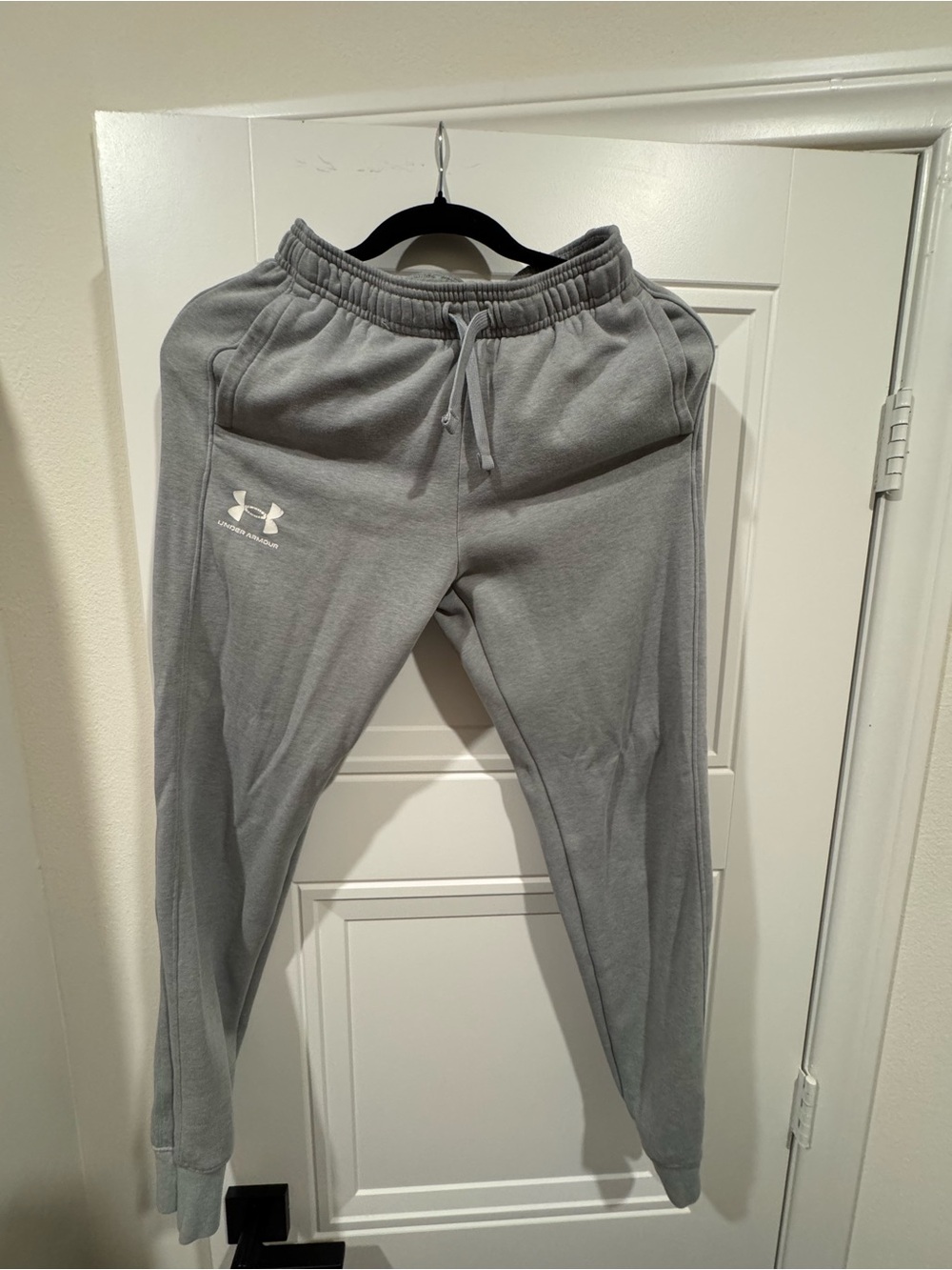 Under Armour Light Grey Fleece Joggers with White Logo